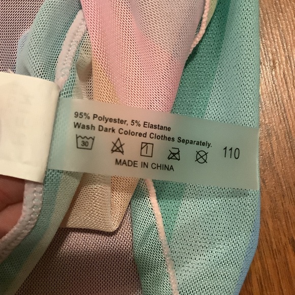 SHEIN rainbow mesh swim cover top - Picture 5 of 6